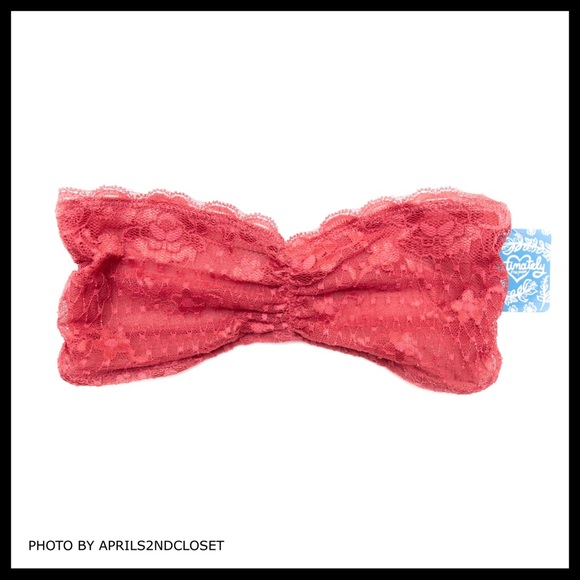 FREE PEOPLE RED LACE BRALETTE BOHO BANDEAU BRA A2C - Picture 7 of 8